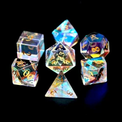 7pcs Set Crystal Style DND Dice Set D20 D12 D10 D8 D6 D4 of Dungeon and Dragon Dice Role-Playing Board Card Game Supplies