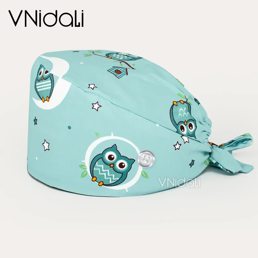 fashion pattern design Scrub Cap lab hat unified adjustable cotton hat Oral beauty cavity Pet center staff hat 24 hours delivery