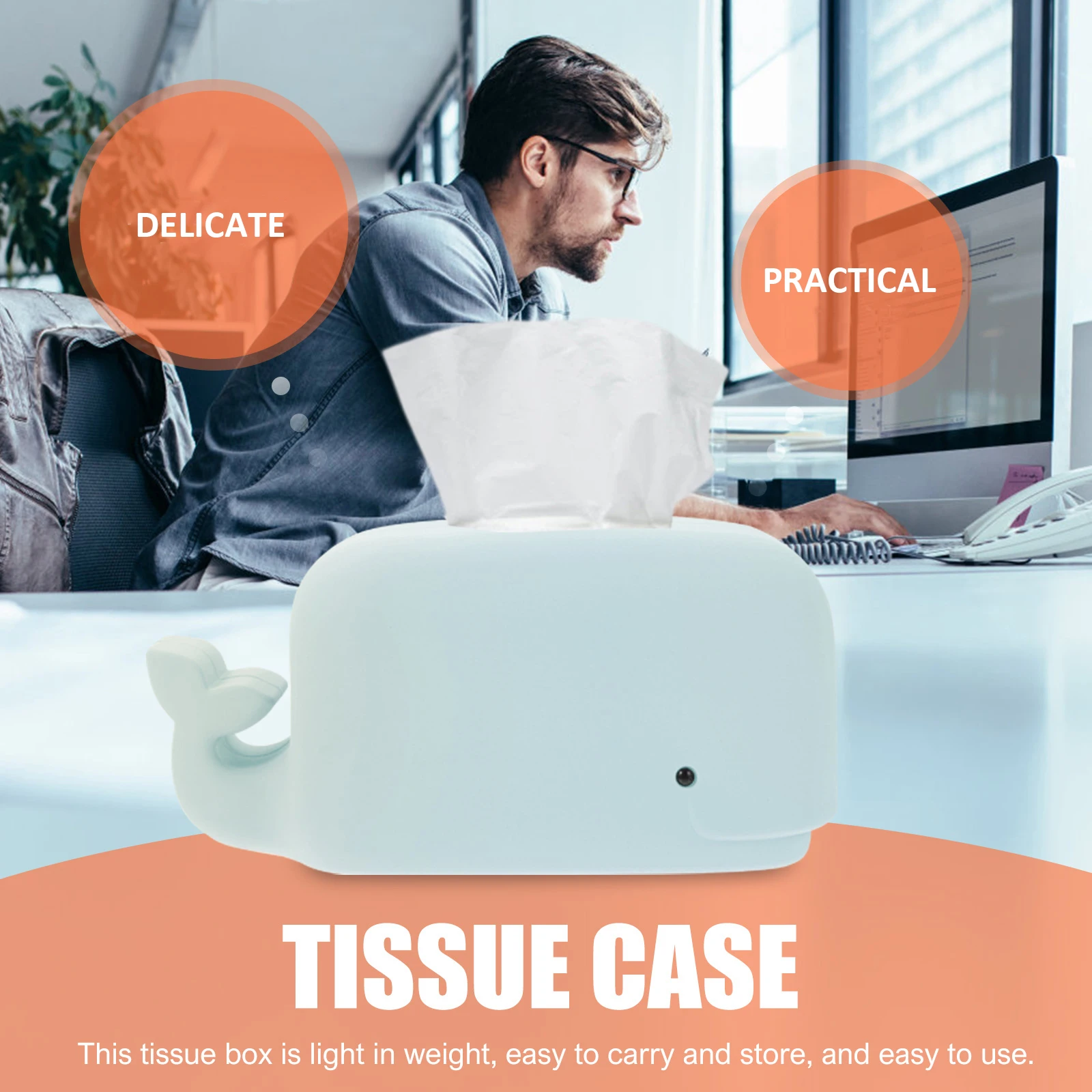 

1pc Creative Tissue Box Phone Holder 3D Design Portable Storage Case Home Office Organizer Light Napkin Box Blue Baby