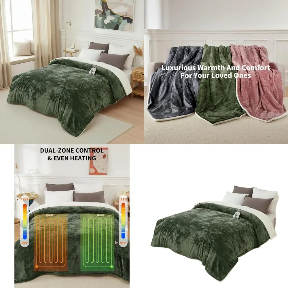 

Queen Size Electric Blanket, Dual Control, 4 Heat Settings, 10H Auto Off, Machine Washable, ETL Certified, 84x90 Velvet Soft, Gr