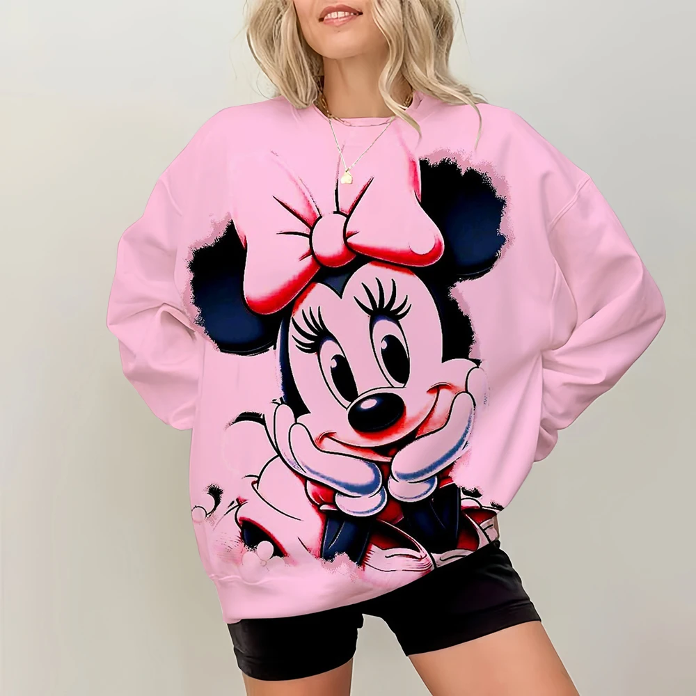 المرأة هوديس المرأة موضة هوديس ديزني ميكي ماوس طباعة البلوز هوديي المتضخم سوداديراس Harajuku معاطف أنيقة