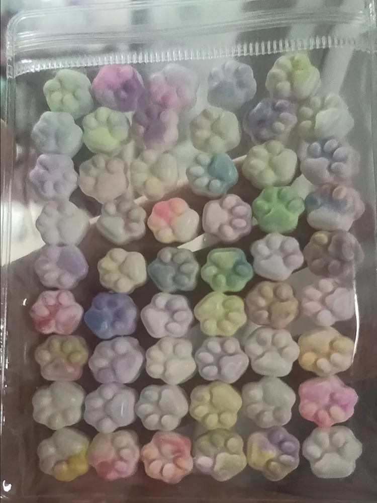 50 個のカラフルなミニ猫の足かわいいソフトカラフルなキャンディ猫の足抗ストレスストレスリリーフおもちゃ遅いリバウンド減圧おもちゃ