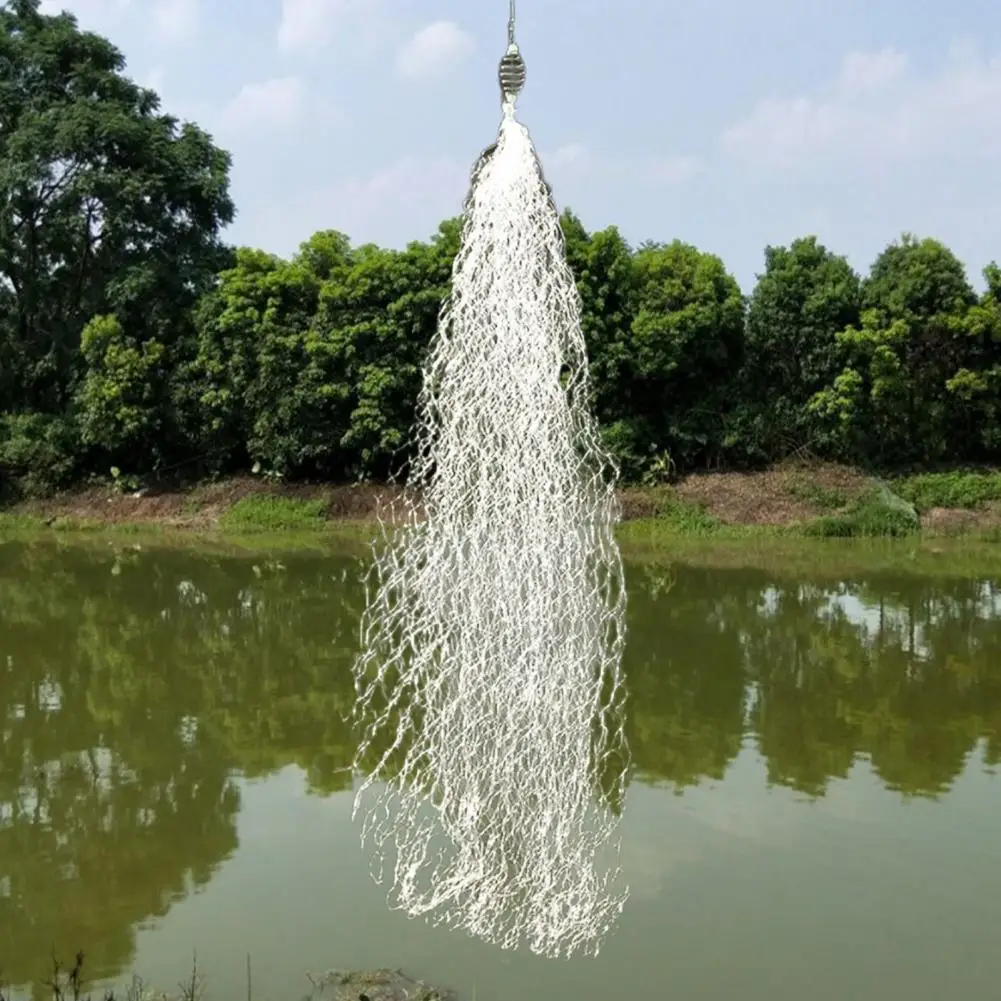 Prático malha rede de pesca para lagoa, grande capacidade, carga rolamento, tamanho pequeno gaiola, bomba gancho, noite luminosa grânulos, bola rede de pesca