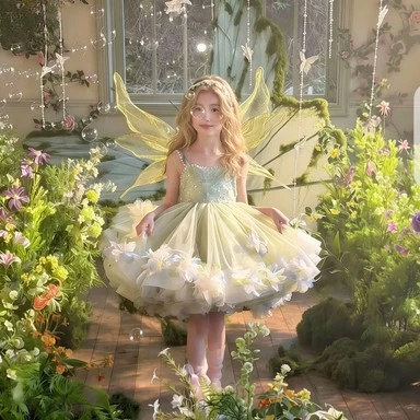 Girls' summer camisole dress, fairy dream fluffy skirt, children's princess skirt