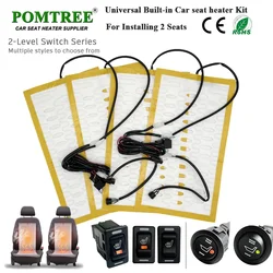 Universal 12V Built-in Car Seat Heater Kit with Hi /Lo 2-Level Switch and 25W Alloy Wire Fast Heating Pads with Ventilation Hole