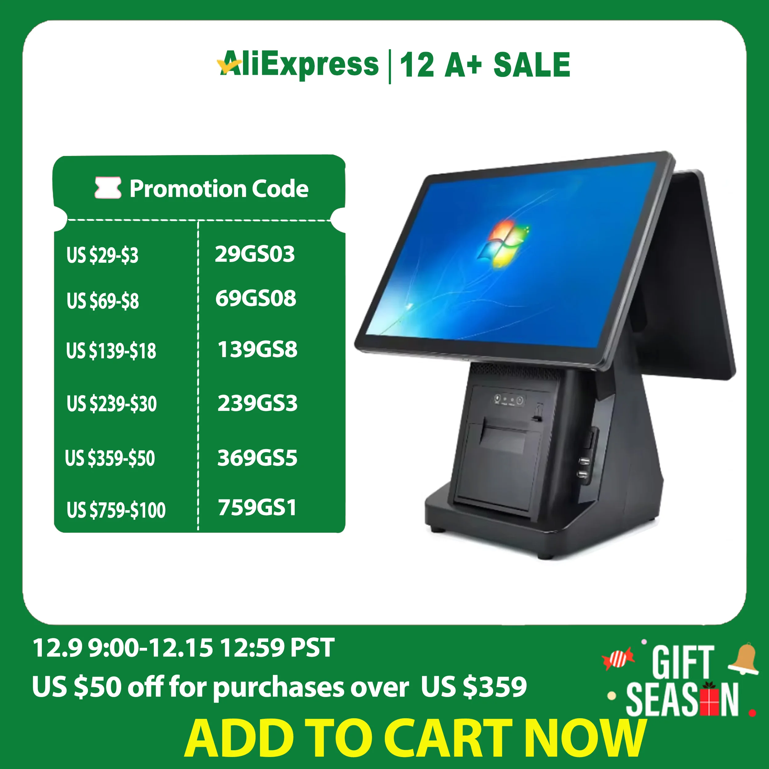 15.6 Inch Windows POS System i3 i5 Win10 Touch Screen Cash Register 58/ 80mm Thermal Printer Restaurant ECR Terminal Desktop POS