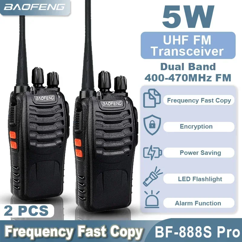 Baofeng BF-888S Pro Walkie Talkie Type USB-C Charging Wireless Frequency Copy 5W UHF 400-470MHz 16 Channels Two Way CB Ham Radio