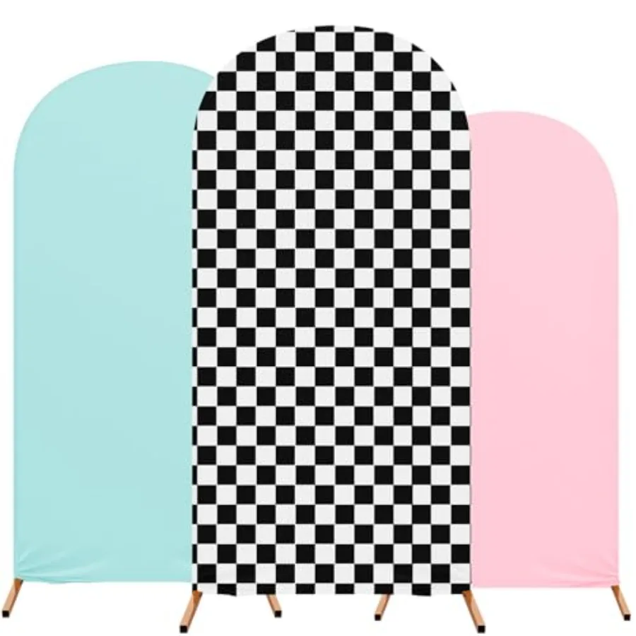 

Набор из 3 чехлов для арки 1950-х годов из спандекса в шахматном порядке, эластичный фон, подставка 4 фута, 5 футов, 6 футов для свадьбы, дня рождения, банкета, церемонии