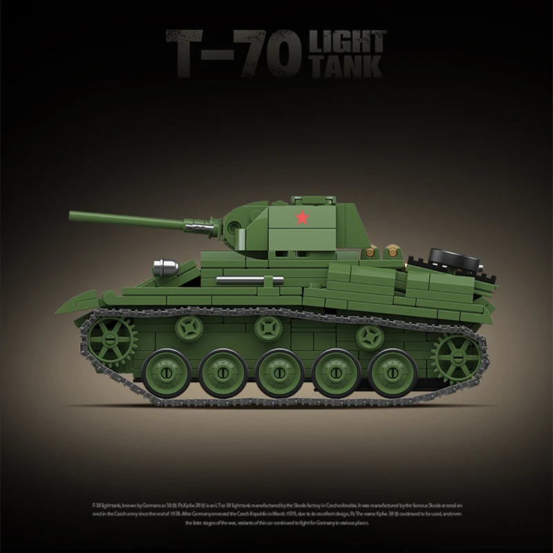 99A Armored Vehicle Children's Gift Model 2025 New Small Particle Building Blocks Puzzle T-70 Tank Assembly Toy