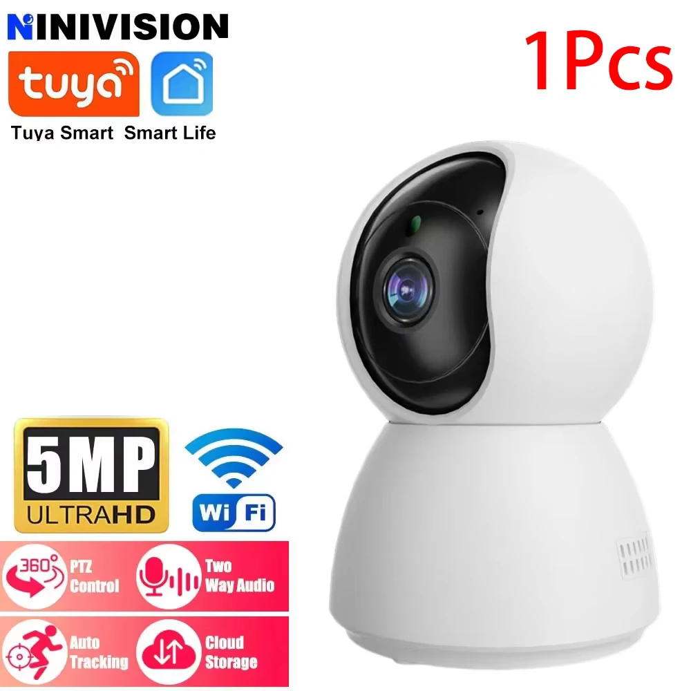 

Tuya Радионяня Smart Life Домашняя PTZ IP-камера 5MP 2K Ночное видение Обнаружение человека Автоматическое отслеживание Двусторонняя аудиокамера наблюдения