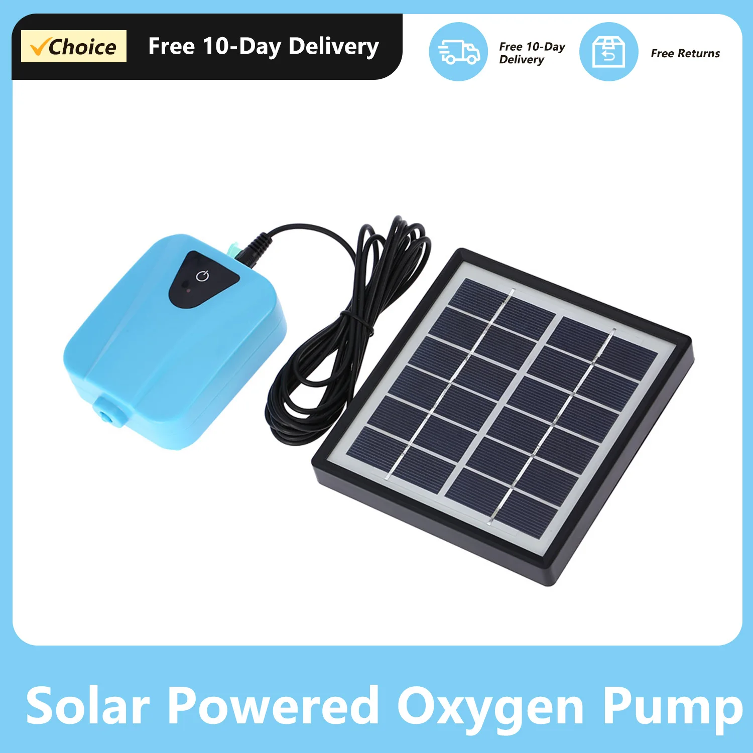 

Aquarium Air Pump with Solar Power Charging, Oxygenator, Water Oxygen Pump, Pond Aerator, 1 Air Stone, 2L per min