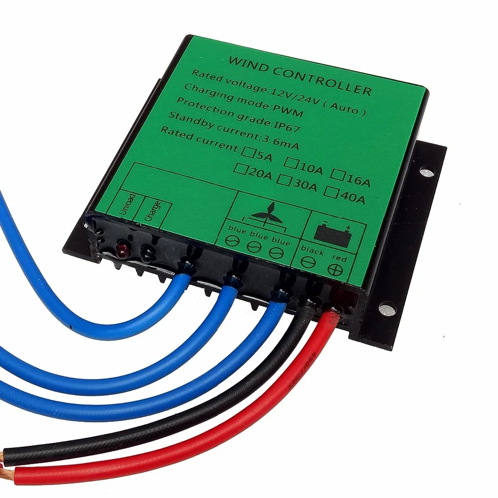 PWM Wind Turbine Charge Controller 10A 20A 30A 40A Low Wind Speed Regulator Voltage Boost 12V 24V 48V System Waterproof