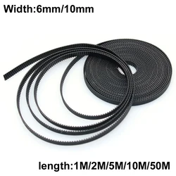 1M/2M/5M/10m/50m GT2 Belt GT2-Width 6mm/10mm Open Timing Rubber Aramid Fiber Cut Length For 3D Printer Parts High Temperature Re