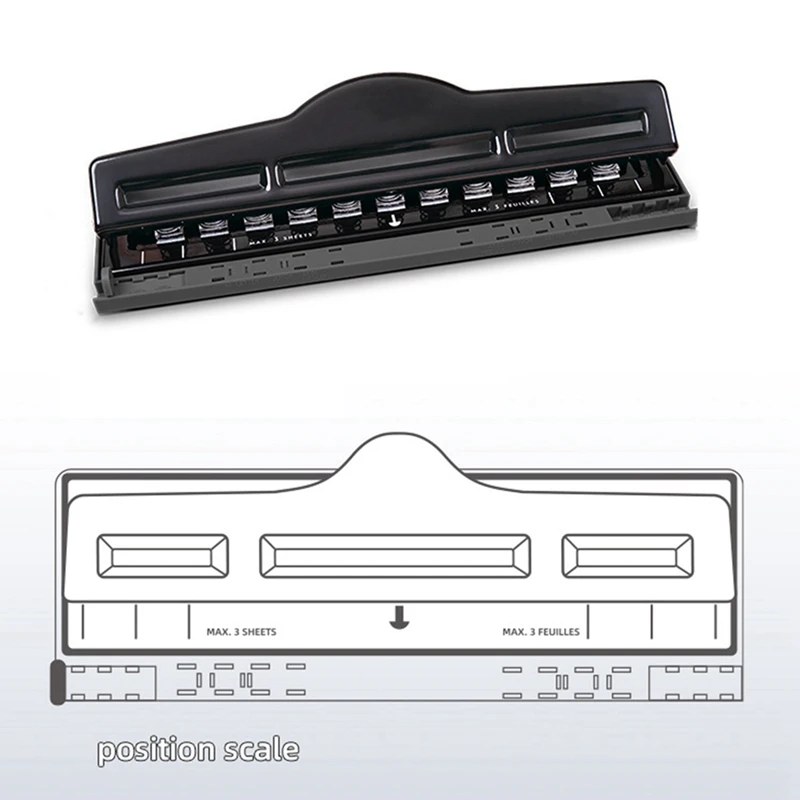 Coupe-papier réglable pour scrapbooking, perforatrice A4, outils de bricolage, fournitures de reliure de bureau, 11 trous, anneau de poinçonnage, album