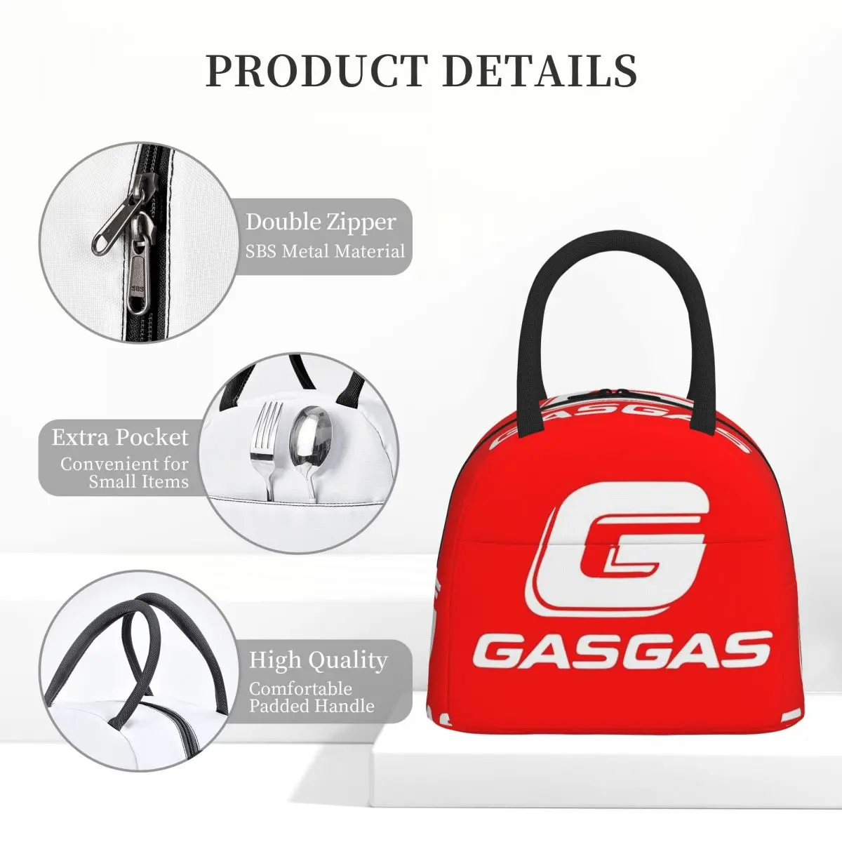 

Gasgas Plaid Logo Insulated Lunch Bag for Women Office Cooler Thermal Food Box Tote Portable Lunch Boxes Container