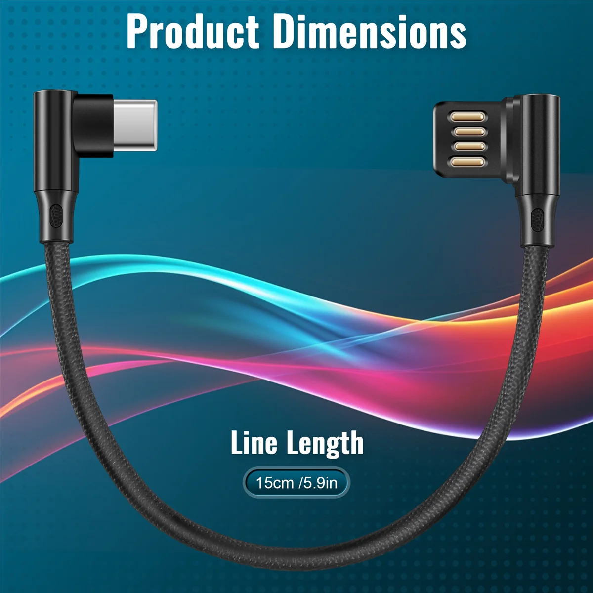 

SCYA Usb-C 3.1 Type-C To Left Right Angled 90 Degree Usb 2.0 Data Cable with Sleeve for Tablet & Phone 15Cm