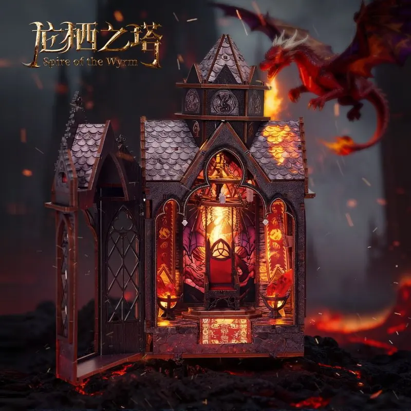 

Zhiwo Diy Book Nook Hand Assembled Dragon Roost Tower Miniature House 3d Puzzle Micro Scale Scene Model Ornament Gift For Adult