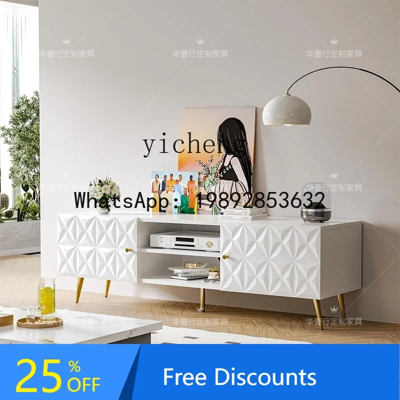 

X1 American light luxury solid wood TV cabinet French living room carved locker against the wall white storage cabinet