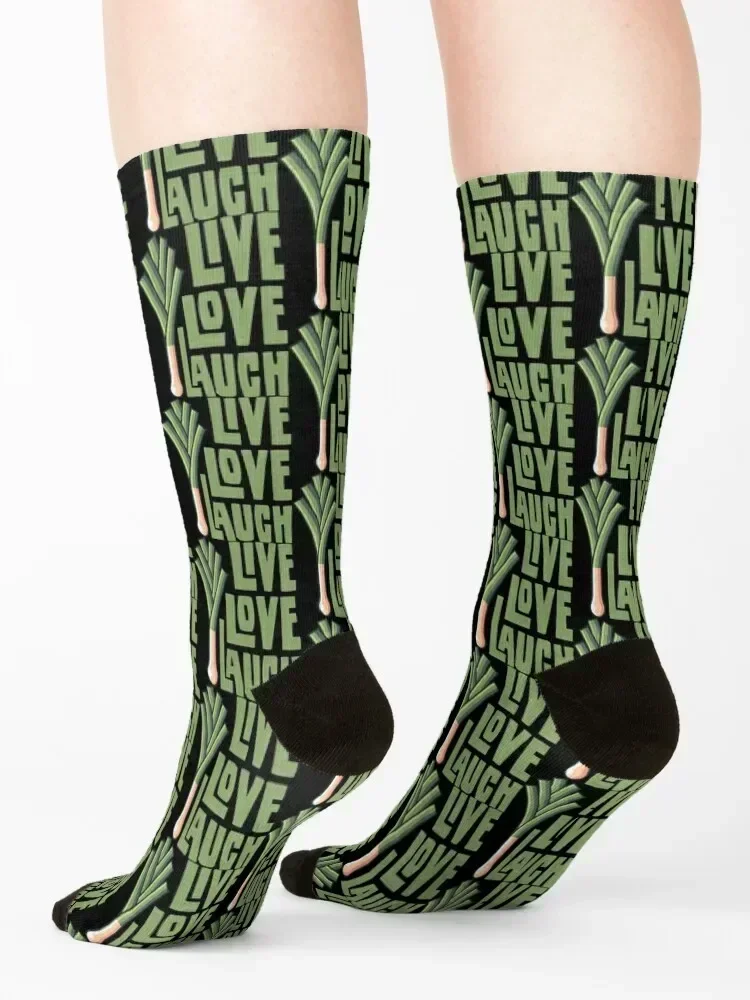 Live love leek Socks sports and leisure colored cartoon new year Socks For Men Women's