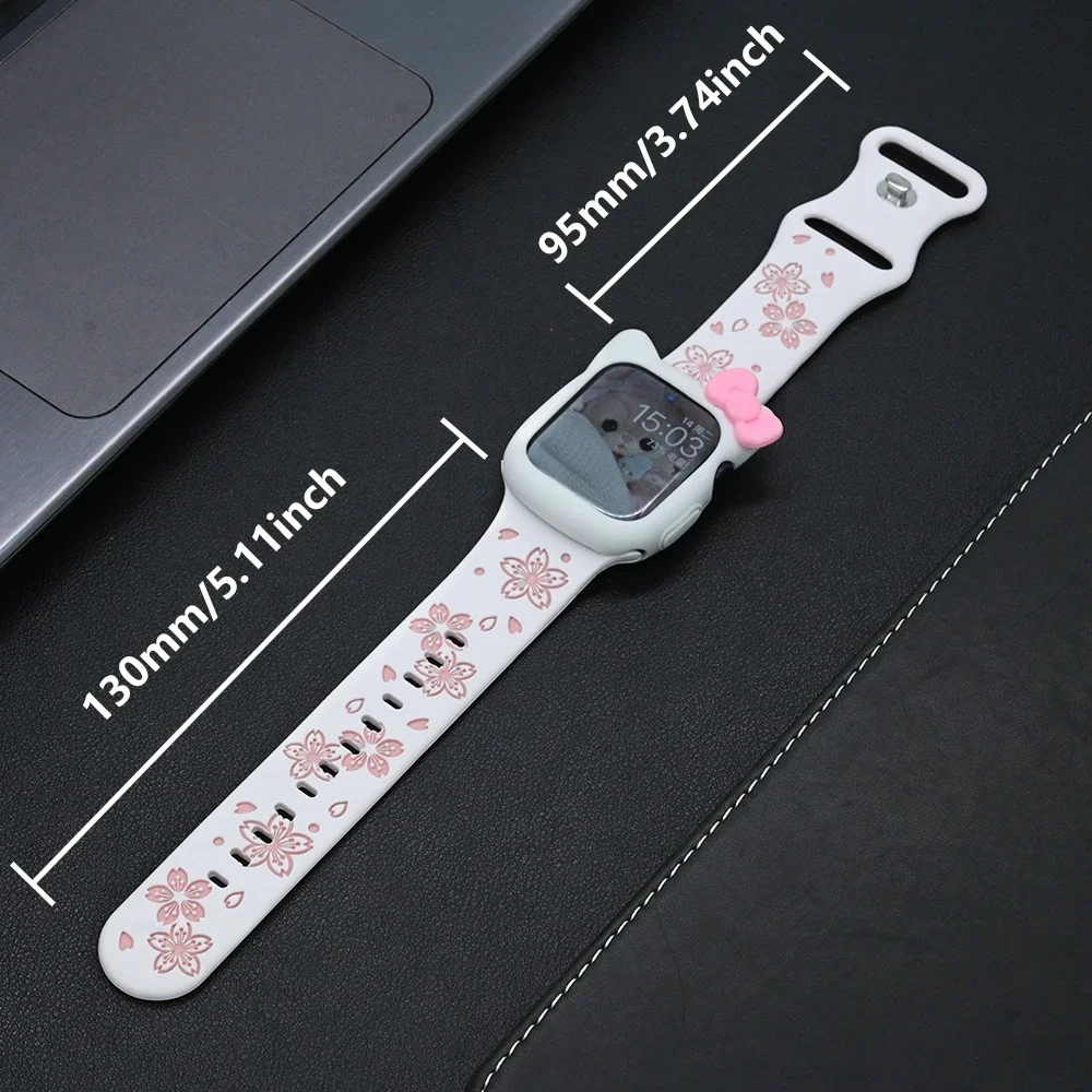 Cute Silicone Loop Strap for Apple Watch Band 42mm 41mm 40mm 38 44mm 45mm 46mm Women Cartoon Bracelet Iwatch 10 9 8 7 6 5 SE 3 2