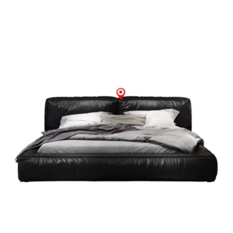 

Italian light luxury tofu ear bed Internet celebrity bed Minimalist master bedroom