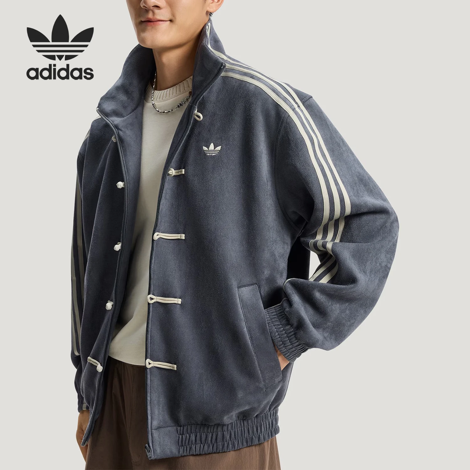 

Adidas натуральная клеверная мужская и женская свободная новая китайская повседневная куртка KR0295