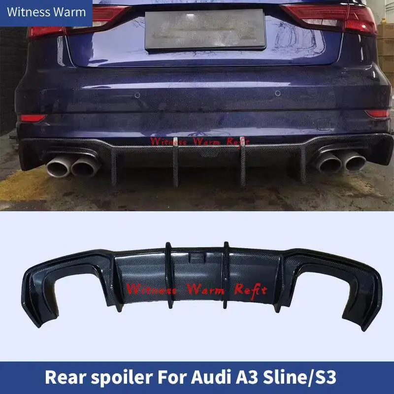 Lame de pare-choc arrière en Fiber de carbone, lame de pare-choc, couvercle de protection, pour Audi A3 Sline S3, 2017, 2018, 2019