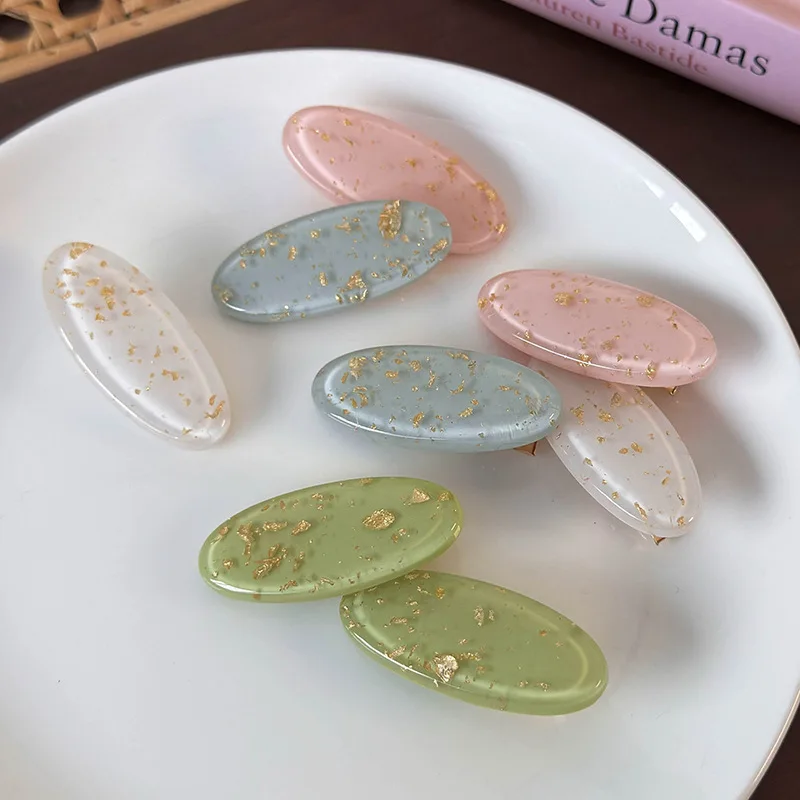 Spring/summer Cute Oval Shape Hair Clips Colorful Quicksand Hairpin For Women Girls Sweet Barrettes Fashion Hair Accessories New