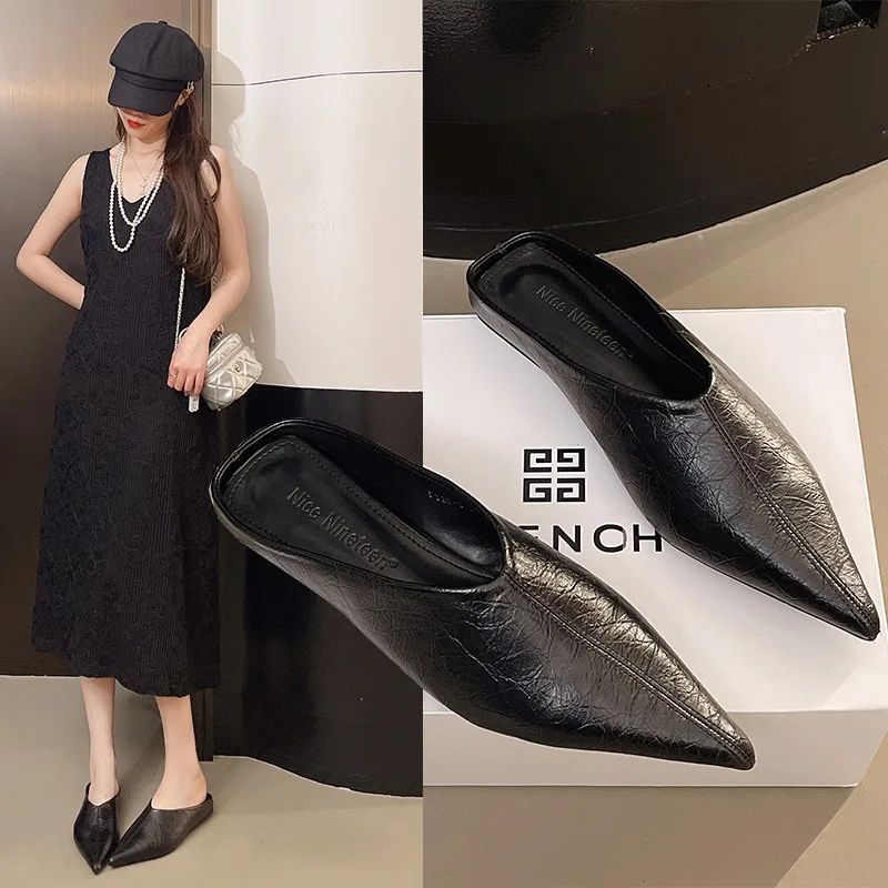 

2025 новые модные женские тапочки на плоской подошве с острым носком, новые роскошные летние женские шлепанцы, женские тапочки, сандалии на плоской подошве, обувь