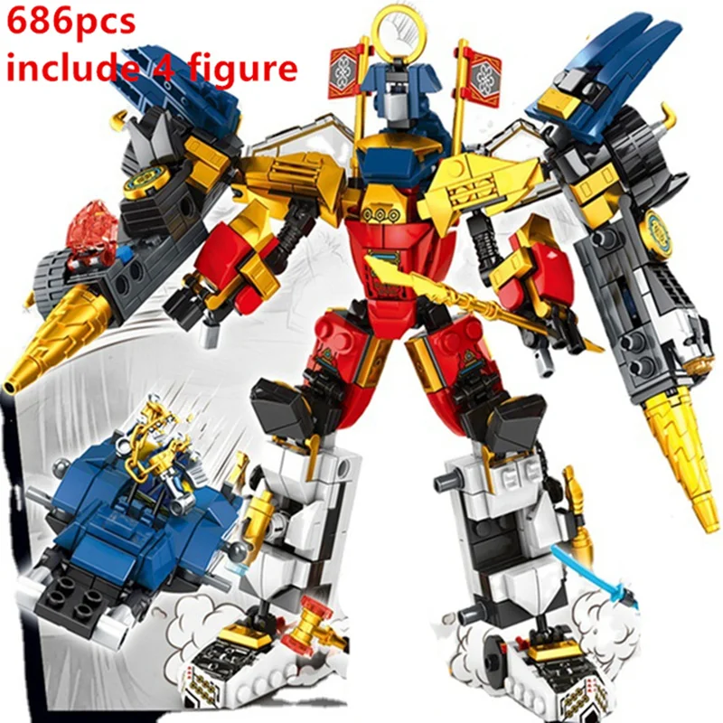 1148pcs Ultra Combo Mech Building Blocks 4in1 Aircraft Tank Robot Mecha Compatible 71765 Ninja Bricks Toys For Boy Gifts