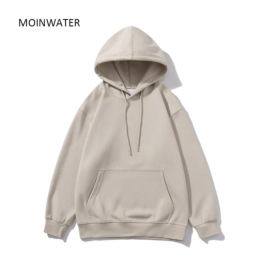 MOINWATER Women New Casual Hoodies Female Streetwear Light Blue Hooded Sproty Sweatshirts Lady Khaki Long Sleeve Tops MH2301