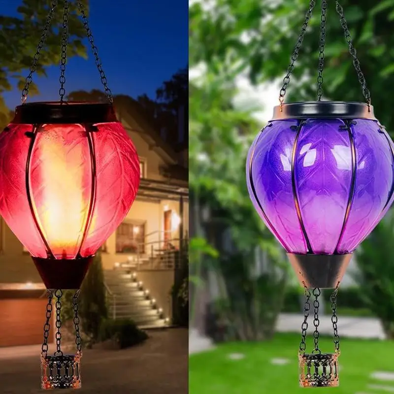 Solar Powered Hot Air Balloon Lantern LED Air Balloon Solar Light Outdoor Waterproof Colorful Hot Air Balloon Decorations For