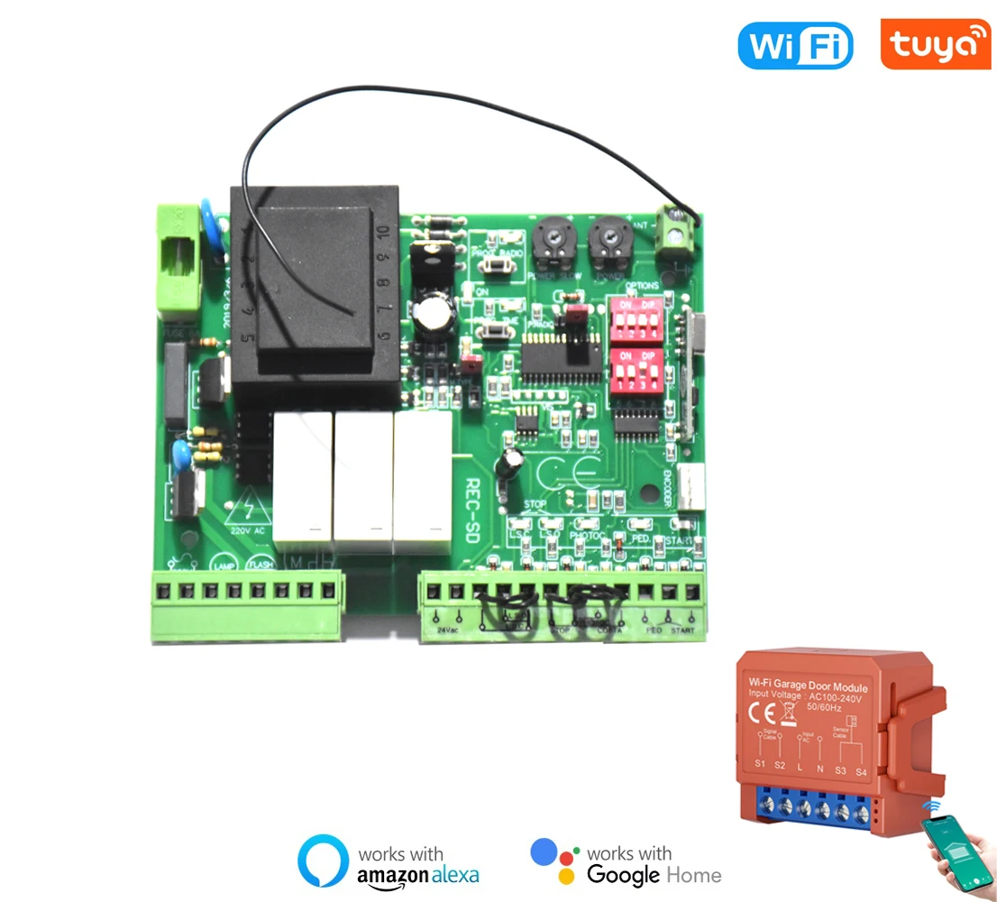 with Tuya wifi module switch 220VAC Sliding Gate Opener motor NC PCB Controller circuit card board unit plate