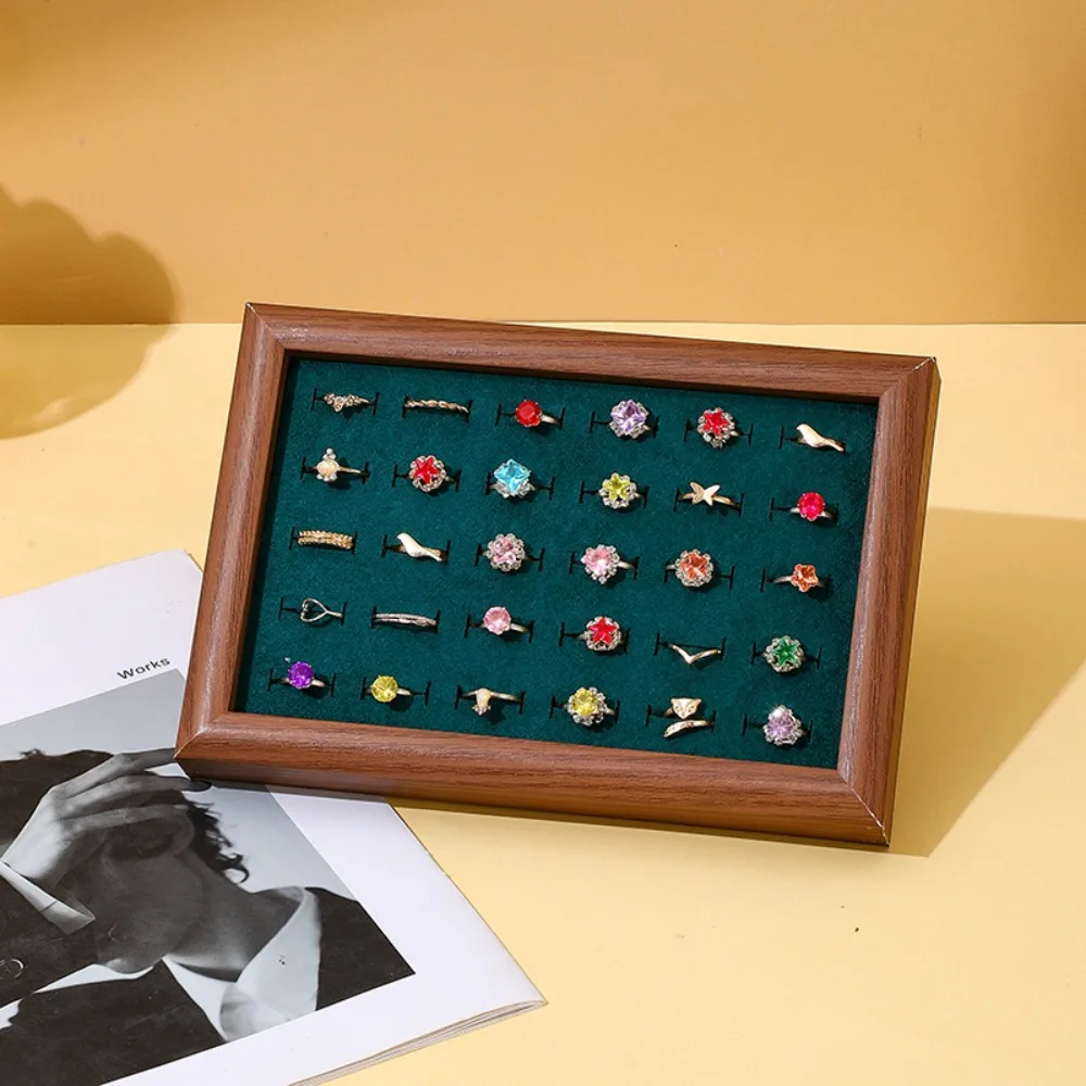 

30 Slot Fashion Jewelry Trays Velvet Stackable Finger Ring Storage Rack Space Saving Large Capacity Stud Earrings Organizer