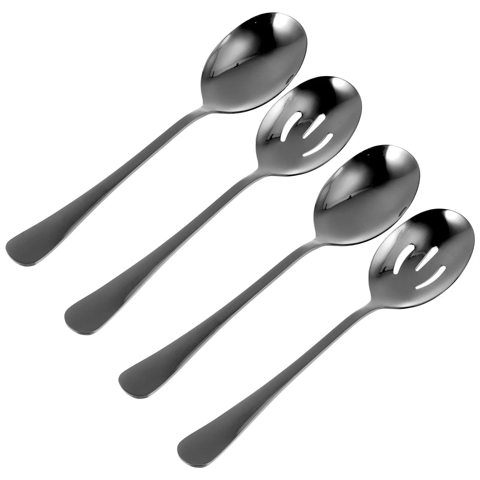 

4 pcs Public Spoon Fork Set Stainless Steel Long Handle Tableware Food Serving Spoons For Home Restaurant Kitchen Use Reusable