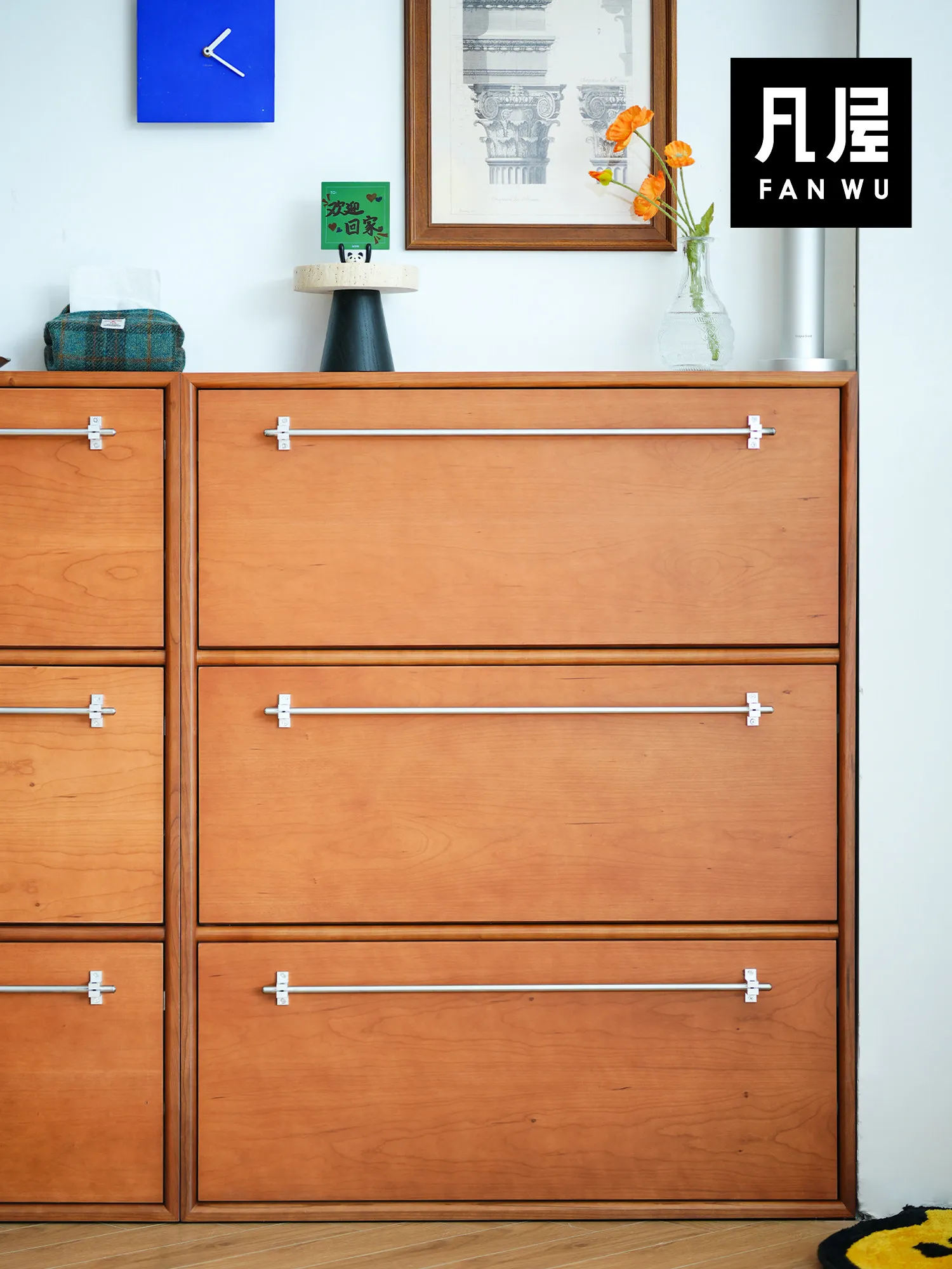 b18 Thin and extremely narrow door-to-door floor-to-wall entrance tipping bucket shoe cabinet