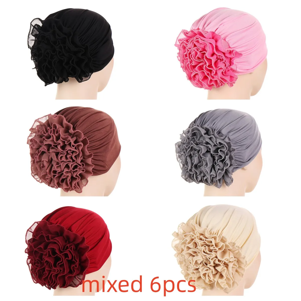 African Hijab Turban Hats for Women Cancer Chemo Beanies Cap Headwrap Headwear Soft Caps Beanie Hijab 6 Pcs/pack