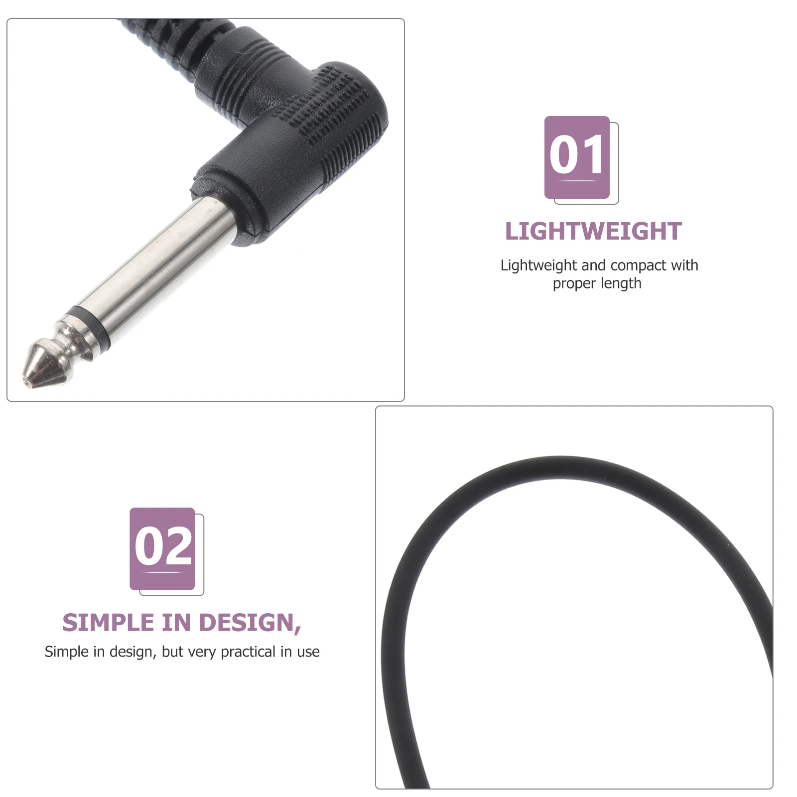 

6 Pcs Electric Guitar Effect Cable Pedal Cables Patch for Right Angle Black Bass