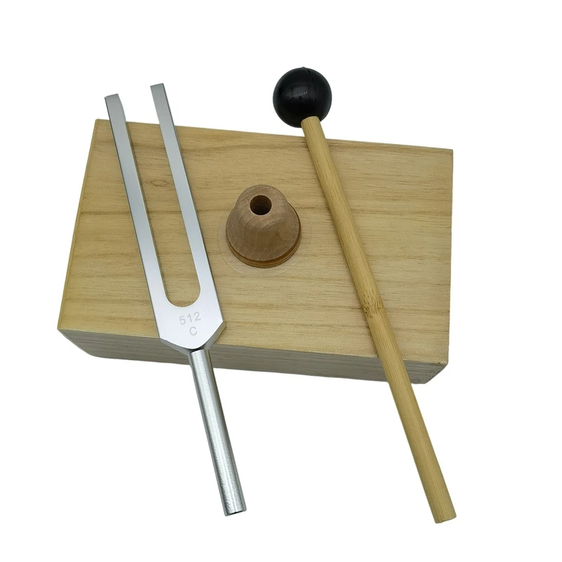 Tuning Fork 512HZ Vibration With Wood Resonator Box Experimental Instrument For Sound Therapy, Yoga, Meditation Durable