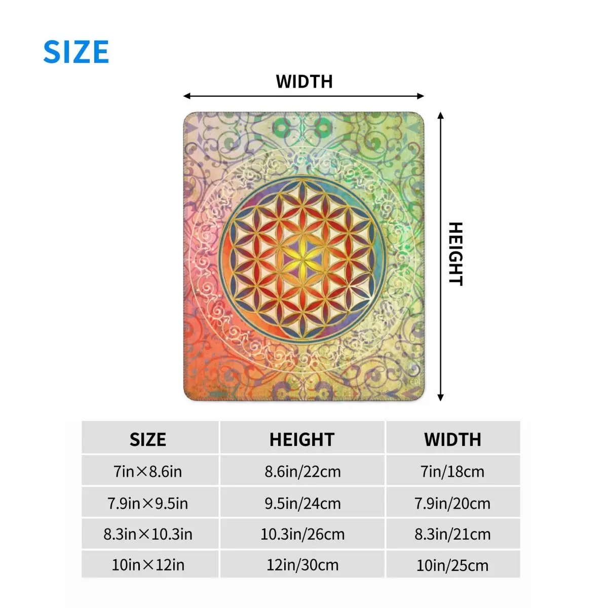 Flower Of Life Vintage Geometric Gamer Mouse Pad Anti-Slip Rubber Base Mousepad Sacred Geometry Mandala Office Computer Desk Mat