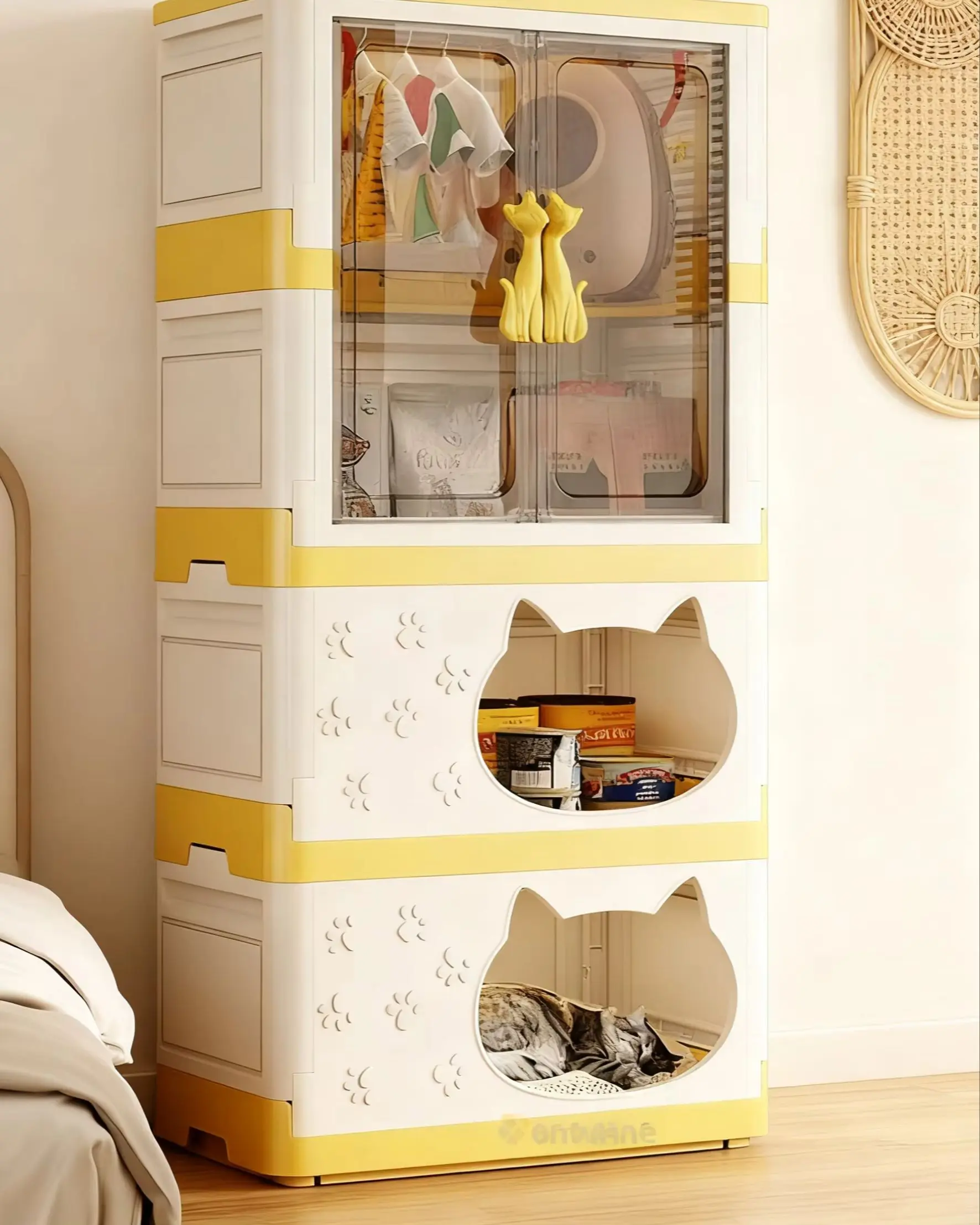 

Cross border cartoon storage cabinet foldable storage cabinet home baby wardrobe multi-layer movable children's toy storage c