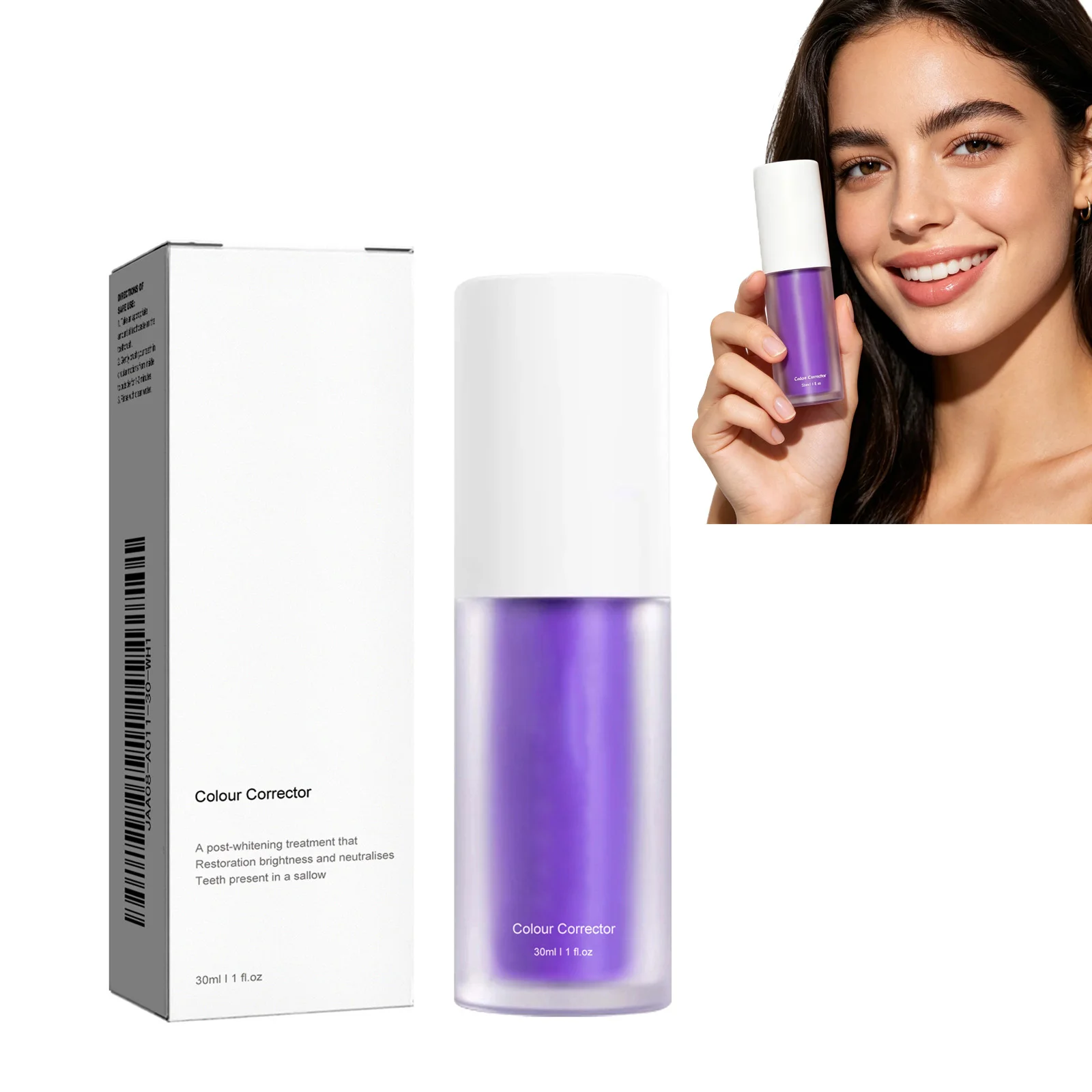 Purple Teeth Whitening Toothpaste - Tooth Stain Removal Colour Corrector for Brighter Smile, Stain Removal & Enamel Safe -30ml