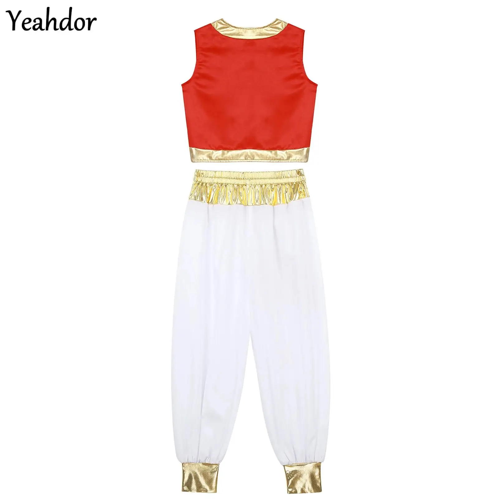 

Boys Game Character Arabian Prince Cosplay Costume Loose Vest Waistcoat with Harem Pants Suits Halloween Carnival Performance