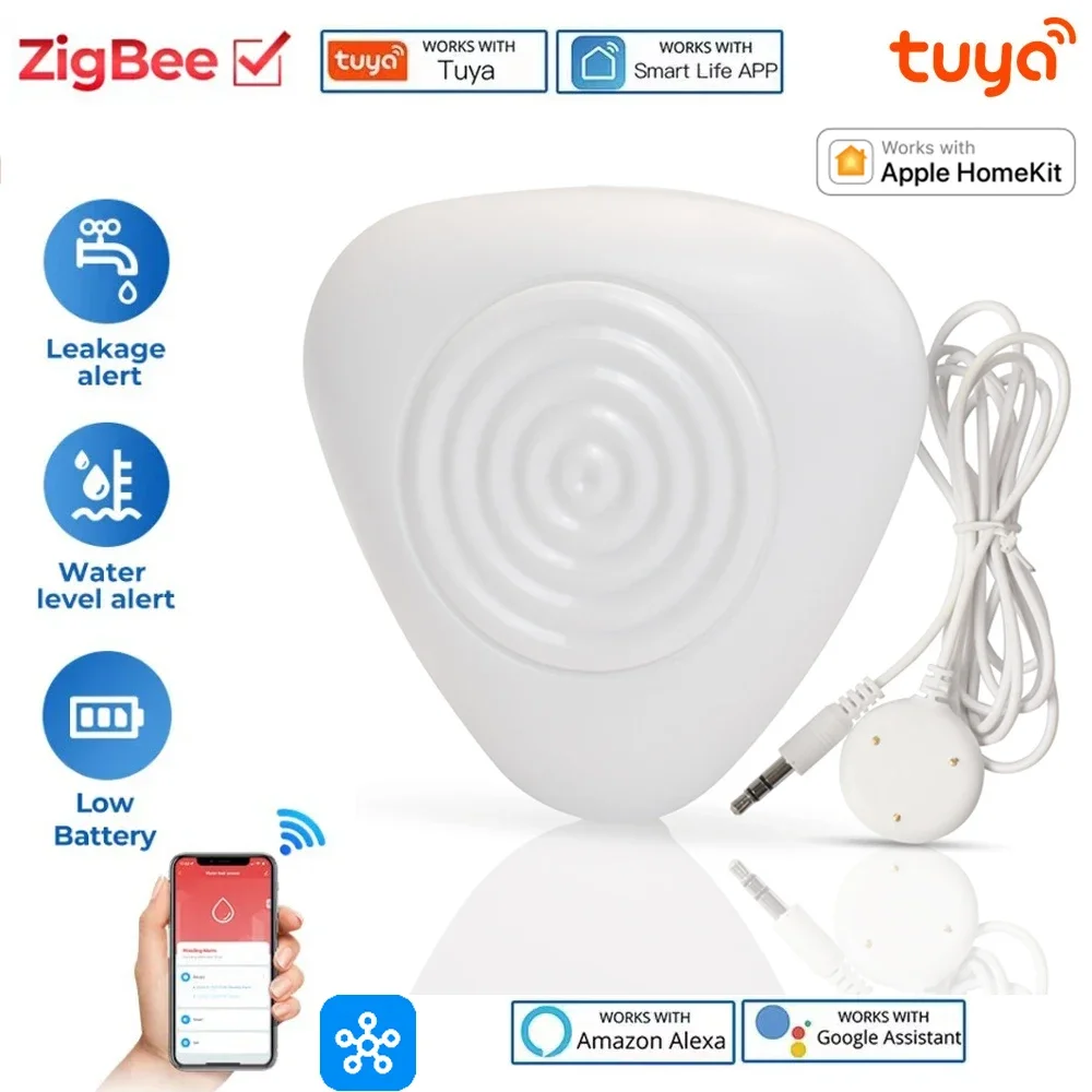 tuya smart zigbee sensor de agua detector de vazamento de agua vida inteligente monitoramento remoto trabalhar com homekit alexa google home smartthings 01