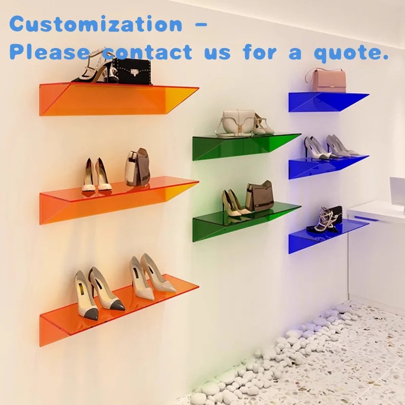 

На заказ. Многофункциональная акриловая настенная полка для хранения сумок для обуви. Подставка для обуви. Дисплей. Магазины одежды. Полка для обуви. Витрины.