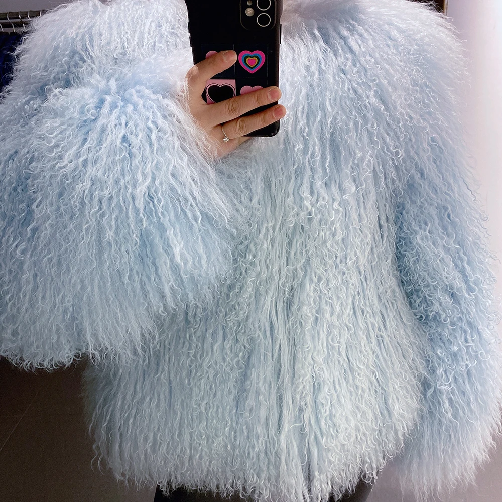 YOLOAgain More Colors 2024 Winter Warm White Mongolia Sheep Fur Jacket Coat Women Outerwear