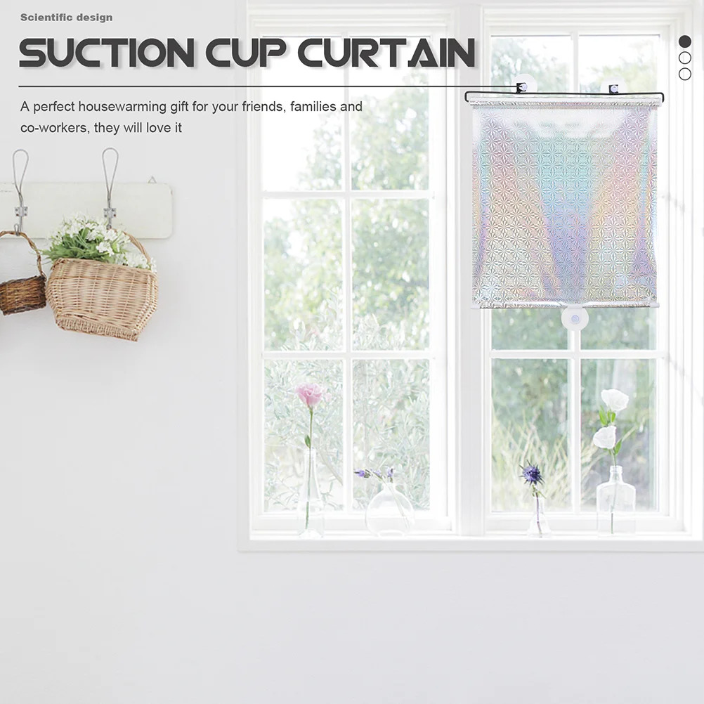 

Household Kitchen Window Shade Sun Block Nail-Free Suction Cup Telescopic Privacy Curtain Balcony Bedroom Light Blocking Roller