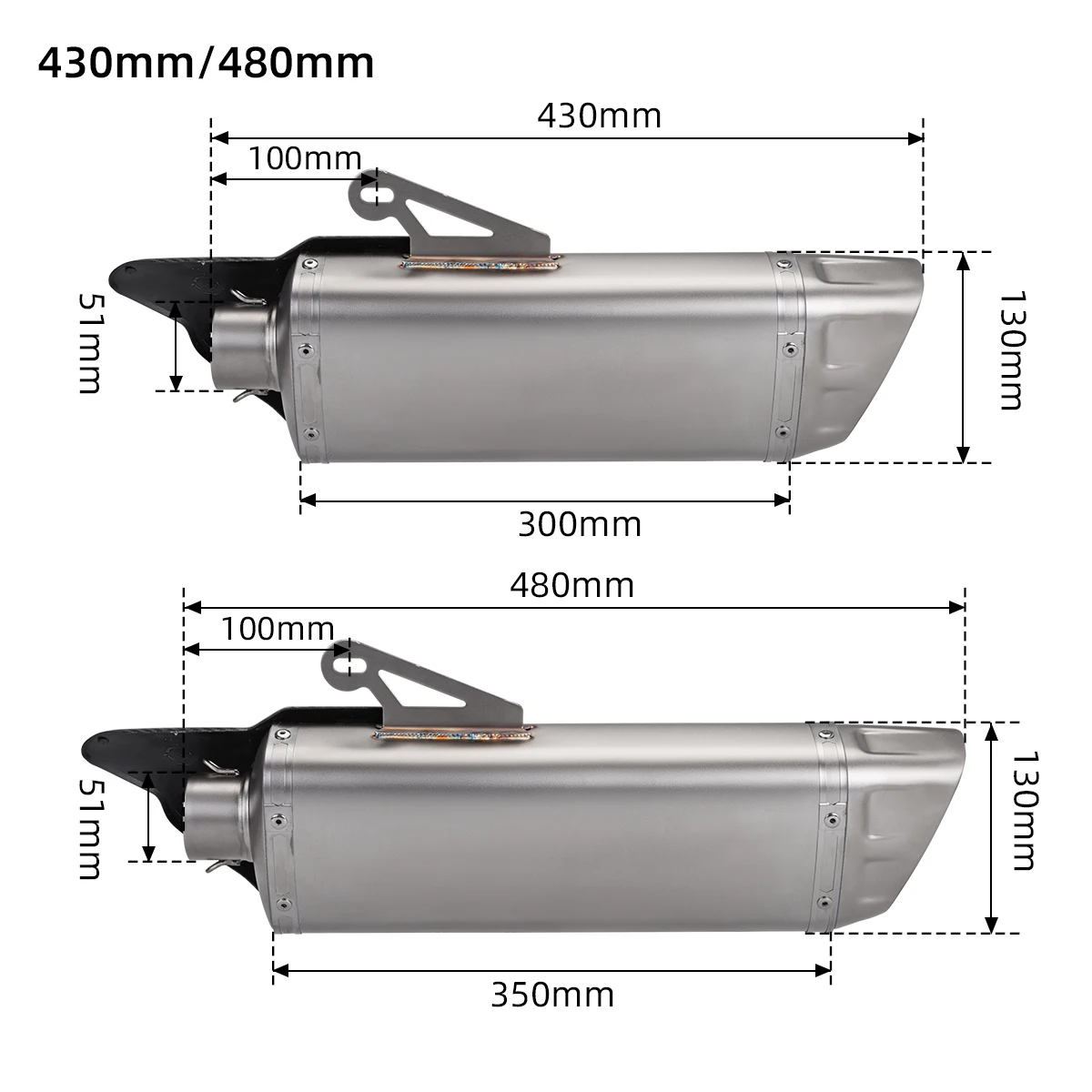 51MM Universal Motorcycle Exhaust Muffler for CBR650 Ninja Z 400 250 Z900 ZX6R ZX4R R9 Z1000 PCX125 - view 3