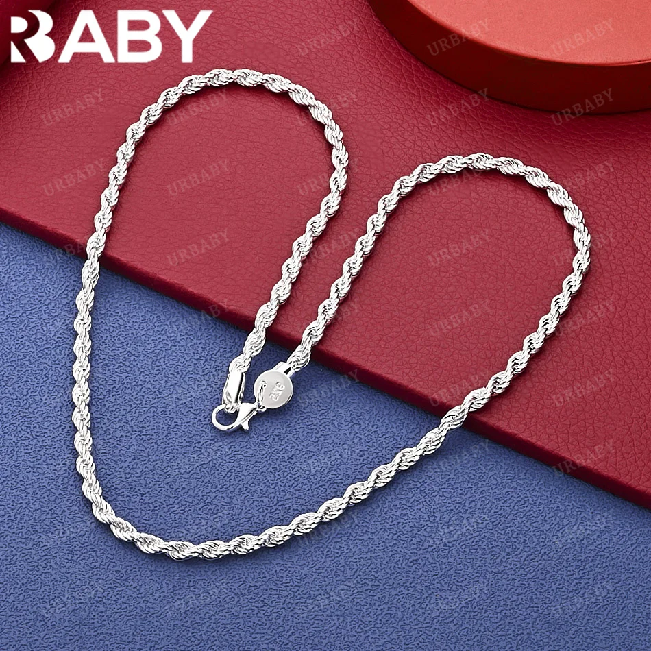 

URBABY 40-60cm 925 Sterling Silver Rotating Chain Necklace Charm Trend Birthday Gifts Fashion Party Fine Jewelry