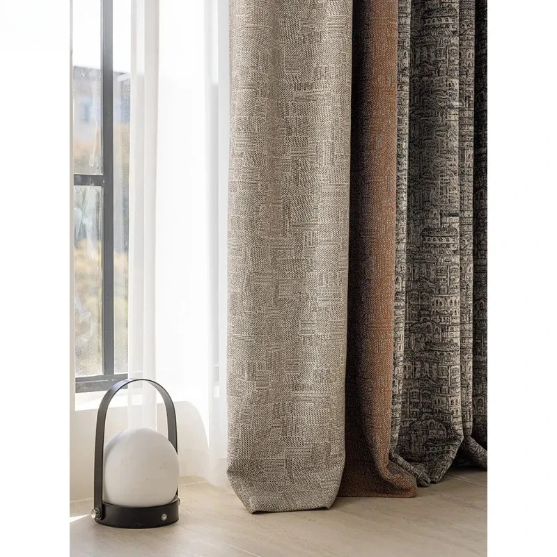 High Precision Jacquard European Curtains for Living Room Bedroom Dining Blackout Classic Decor Luxury Custom Size White Tulle